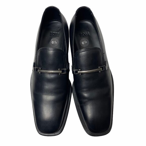 Hugo Boss Leather Loafers with Buckle Detail Black 6.5 Men's - Picture 9 of 9
